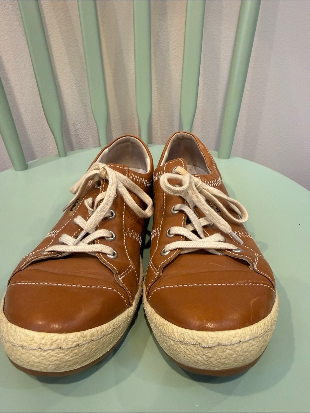 Josef Seibel Caspian Tan Brown Leather Lace-Up Sneakers Size 39 - Picture 6 of 8
